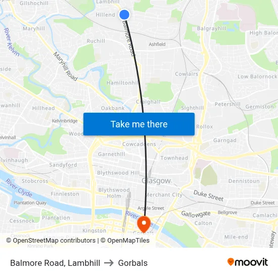 Balmore Road, Lambhill to Gorbals map