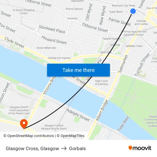 Glasgow Cross, Glasgow to Gorbals map