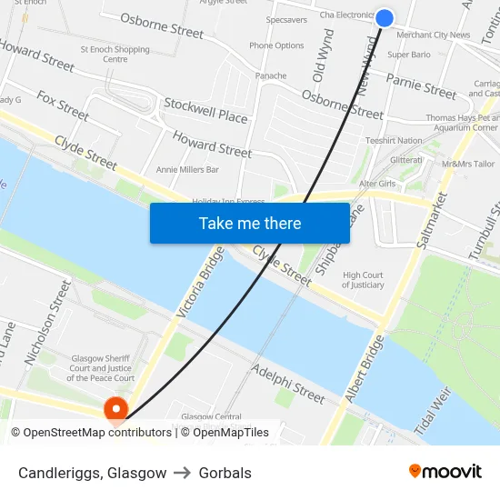 Candleriggs, Glasgow to Gorbals map