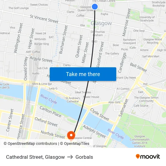 Cathedral Street, Glasgow to Gorbals map