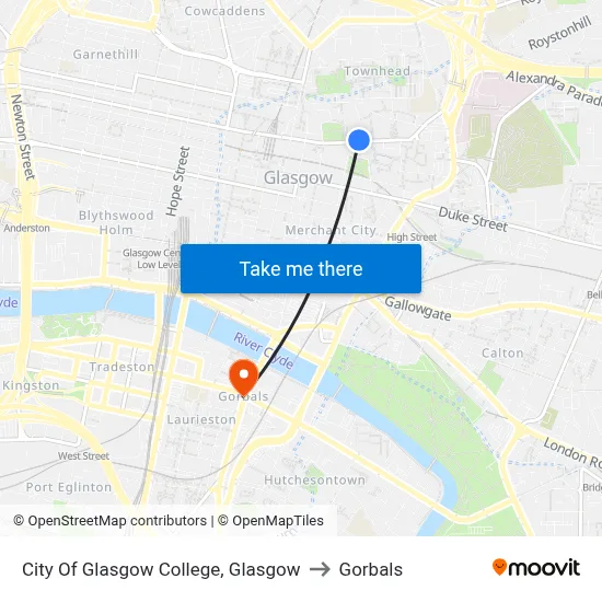 City Of Glasgow College, Glasgow to Gorbals map