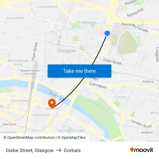 Glebe Street, Glasgow to Gorbals map