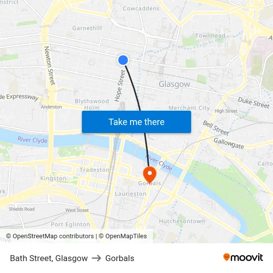 Bath Street, Glasgow to Gorbals map