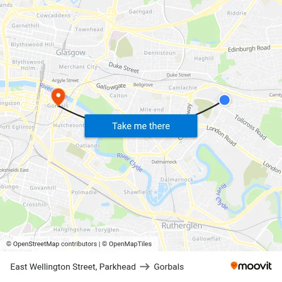 East Wellington Street, Parkhead to Gorbals map