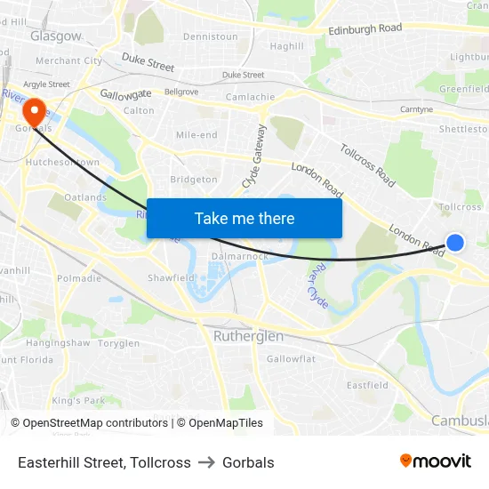Easterhill Street, Tollcross to Gorbals map
