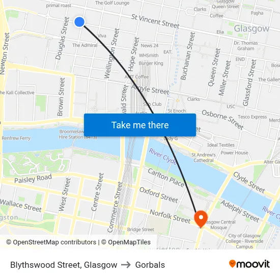 Blythswood Street, Glasgow to Gorbals map