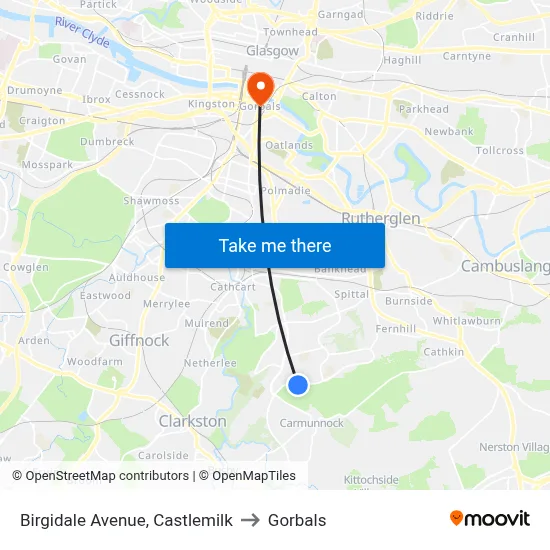Birgidale Avenue, Castlemilk to Gorbals map