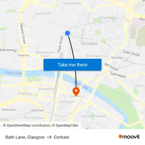 Bath Lane, Glasgow to Gorbals map