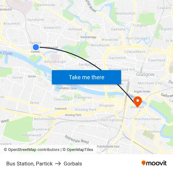 Bus Station, Partick to Gorbals map
