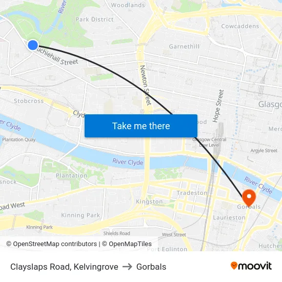 Clayslaps Road, Kelvingrove to Gorbals map