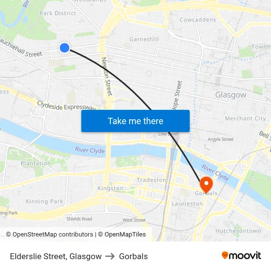 Elderslie Street, Glasgow to Gorbals map