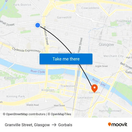 Granville Street, Glasgow to Gorbals map