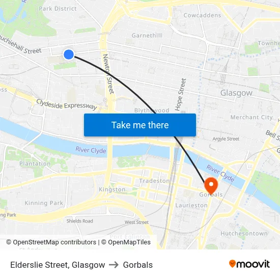 Elderslie Street, Glasgow to Gorbals map