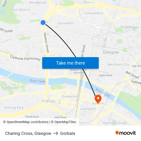 Charing Cross, Glasgow to Gorbals map