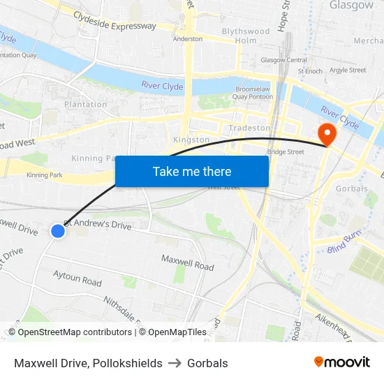 Maxwell Drive, Pollokshields to Gorbals map