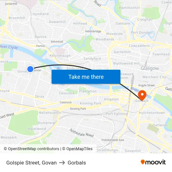 Golspie Street, Govan to Gorbals map