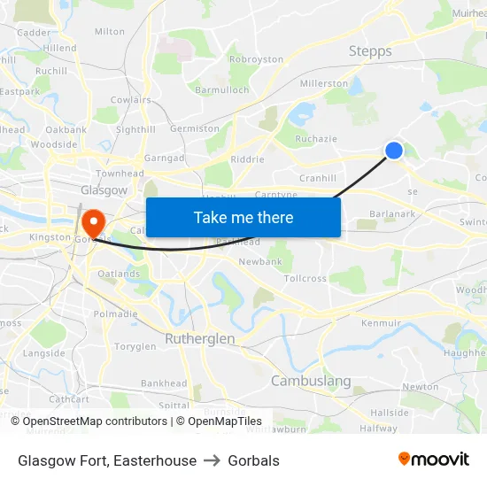 Glasgow Fort, Easterhouse to Gorbals map