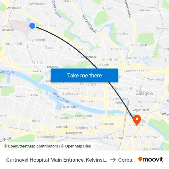 Gartnavel Hospital Main Entrance, Kelvinside to Gorbals map