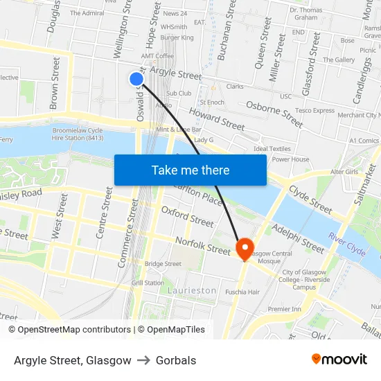 Argyle Street, Glasgow to Gorbals map