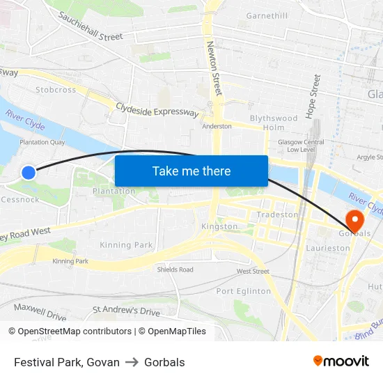 Festival Park, Govan to Gorbals map