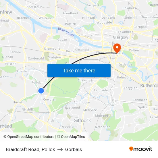 Braidcraft Road, Pollok to Gorbals map