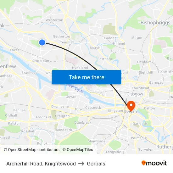 Archerhill Road, Knightswood to Gorbals map