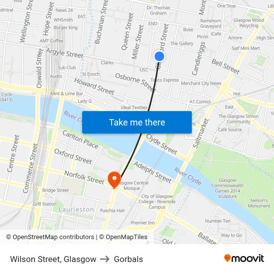 Wilson Street, Glasgow to Gorbals map