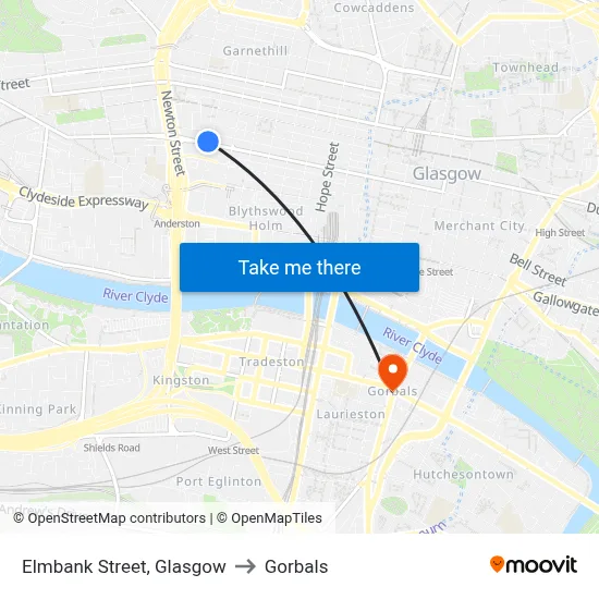 Elmbank Street, Glasgow to Gorbals map