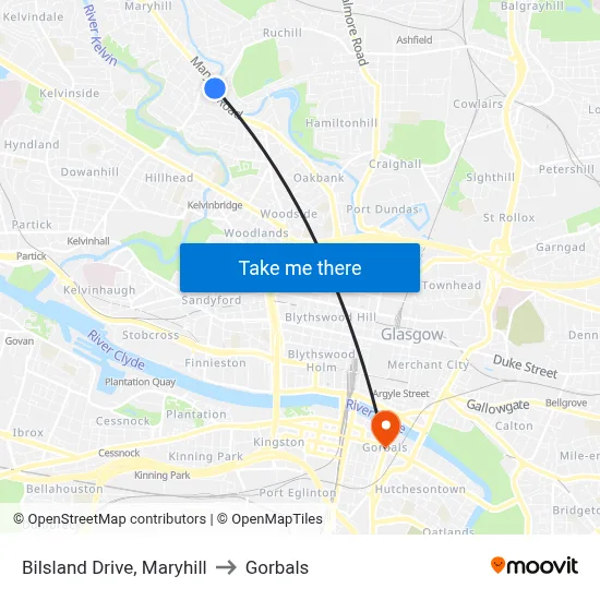 Bilsland Drive, Maryhill to Gorbals map