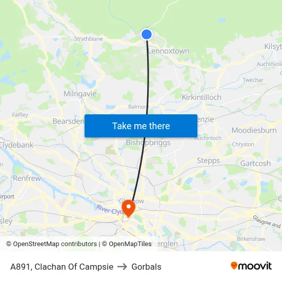 A891, Clachan Of Campsie to Gorbals map