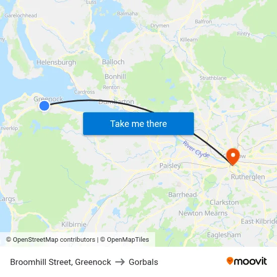 Broomhill Street, Greenock to Gorbals map