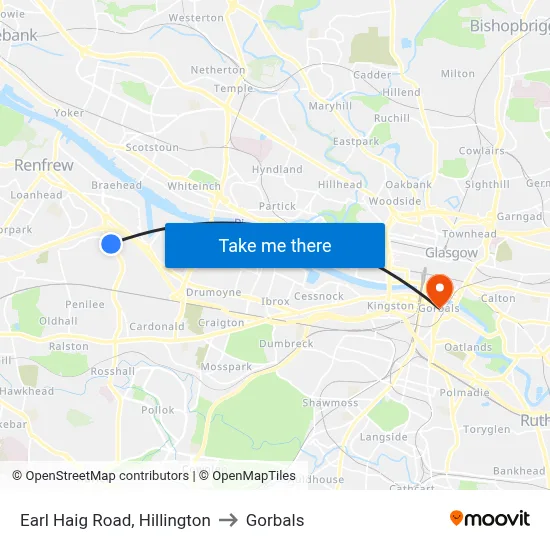 Earl Haig Road, Hillington to Gorbals map