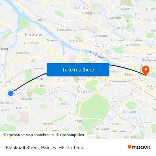 Blackhall Street, Paisley to Gorbals map