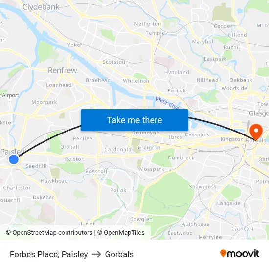 Forbes Place, Paisley to Gorbals map