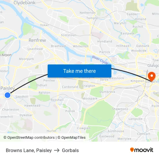 Browns Lane, Paisley to Gorbals map