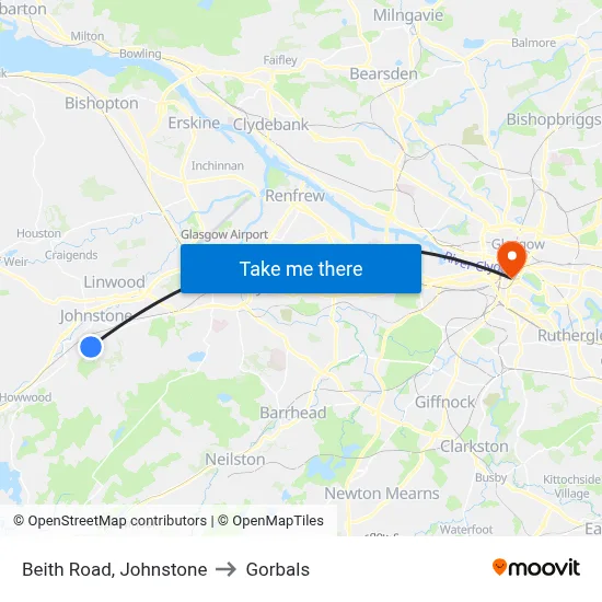 Beith Road, Johnstone to Gorbals map