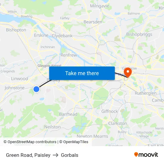 Green Road, Paisley to Gorbals map