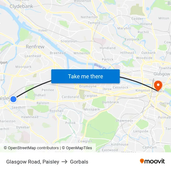 Glasgow Road, Paisley to Gorbals map