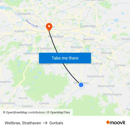 Wellbrae, Strathaven to Gorbals map