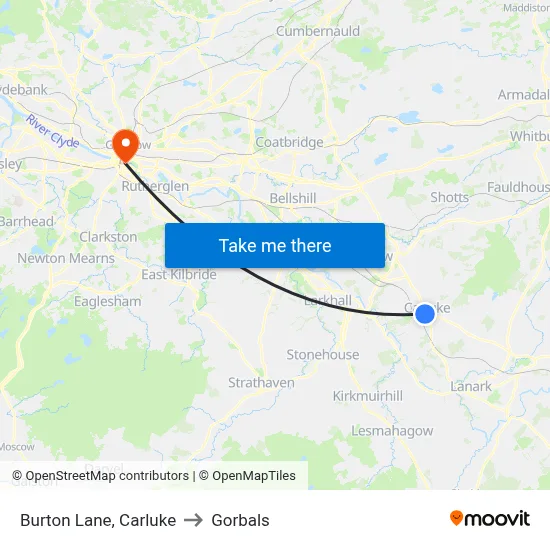 Burton Lane, Carluke to Gorbals map