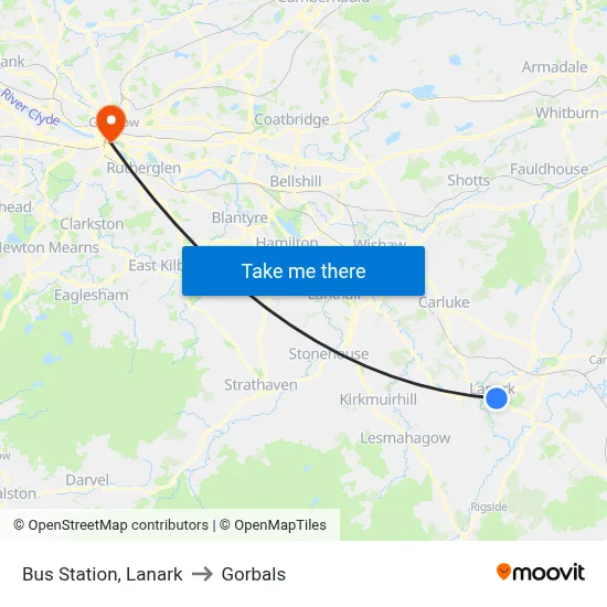 Bus Station, Lanark to Gorbals map