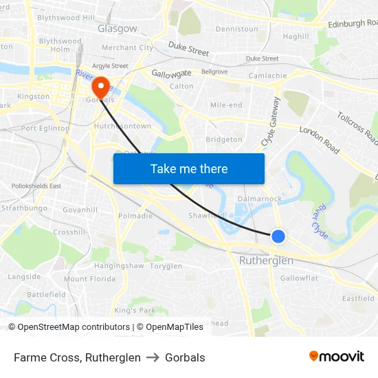 Farme Cross, Rutherglen to Gorbals map