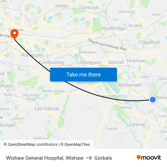 Wishaw General Hospital, Wishaw to Gorbals map