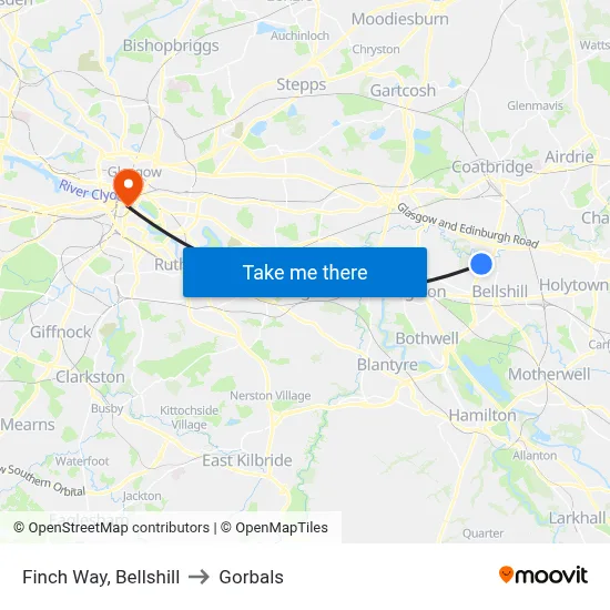 Finch Way, Bellshill to Gorbals map