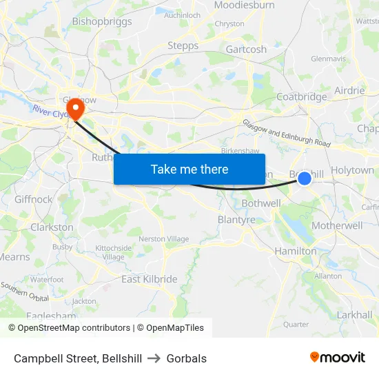 Campbell Street, Bellshill to Gorbals map