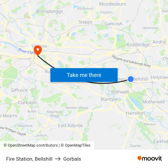Fire Station, Bellshill to Gorbals map