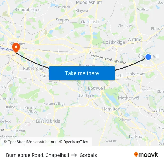 Burniebrae Road, Chapelhall to Gorbals map