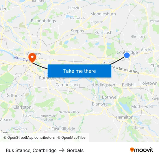 Bus Stance, Coatbridge to Gorbals map