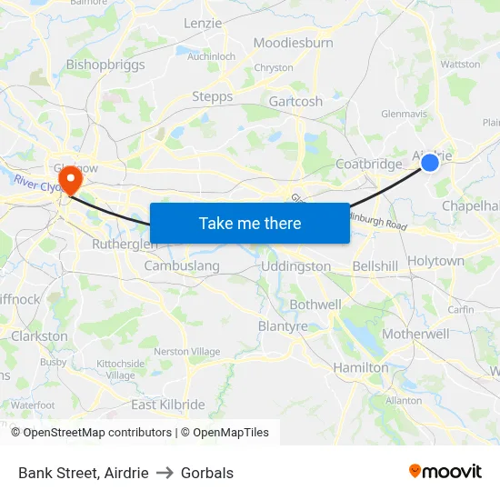 Bank Street, Airdrie to Gorbals map