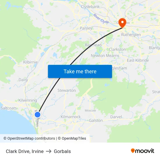 Clark Drive, Irvine to Gorbals map